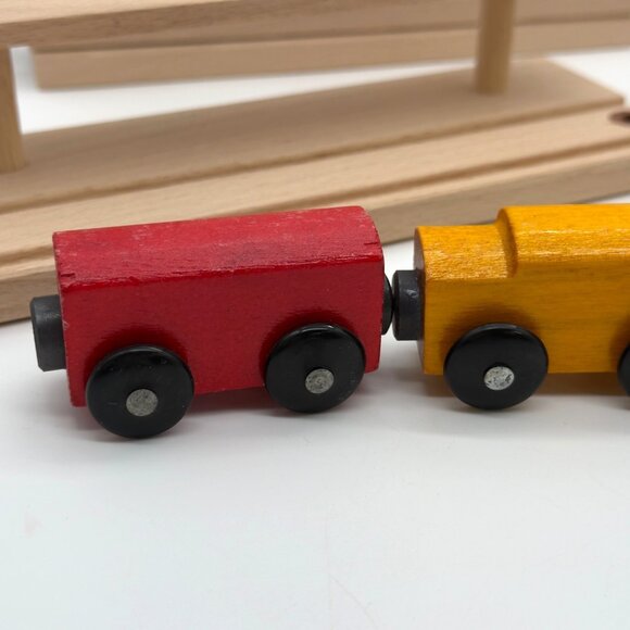 Vintage Micki Wooden Train Set Trains Tracks Bridge More - Picture 11 of 14